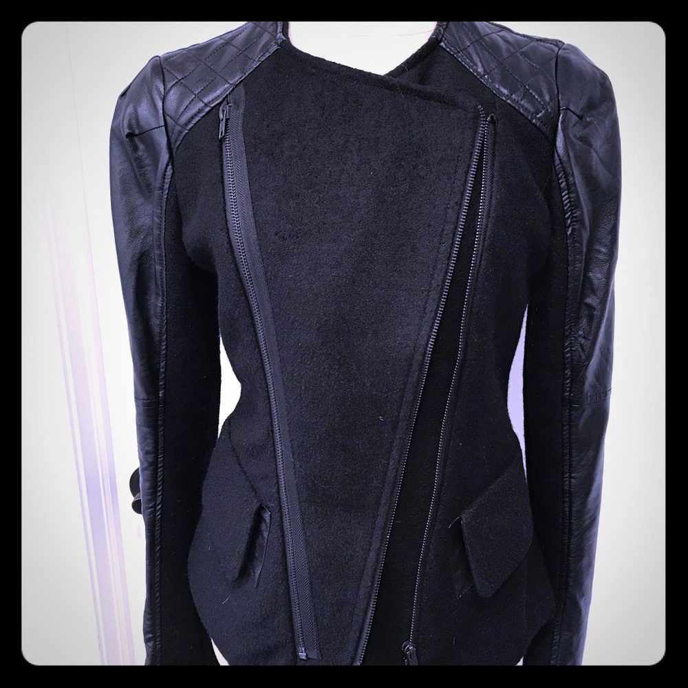 Blank NYC leather trim Moto jacket